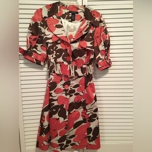 Arden B Pink and Brown Floral Long Sleeve Coat